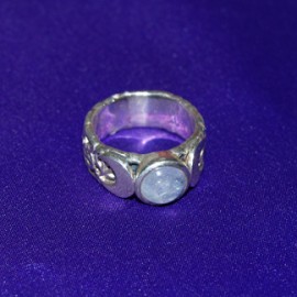 Triple Moon With Gem Silver Ring